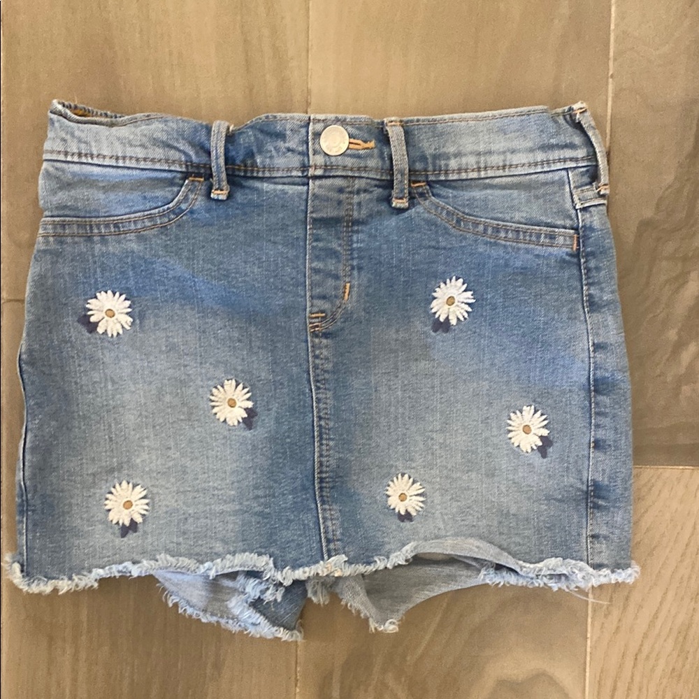 Abercrombie Kids Denim Daisy Embroidered Skort, Sz 11/12